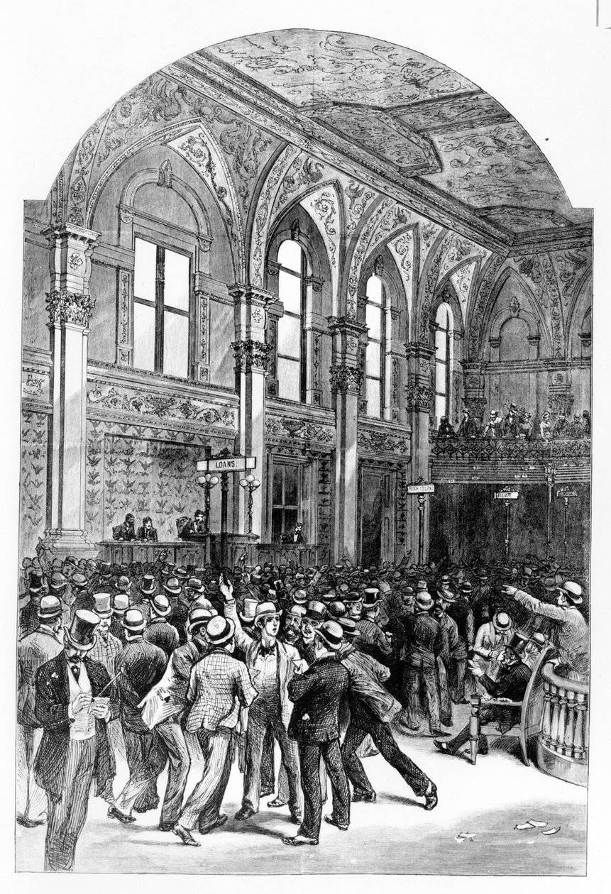 Das Innere der New Yorker Börse im Jahr 1881 von Unknown artist