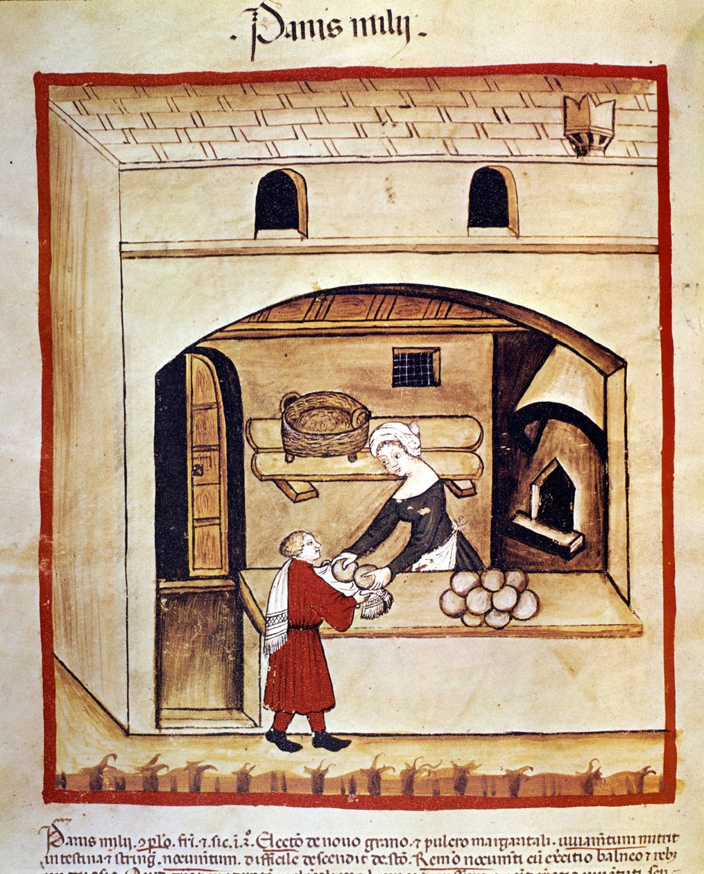 Die Zubereitung von Brot mit Hirse. Beleuchtung aus der Milchwirtschaft und Diätetik „Tacuinum sanitatis“ von Unknown artist