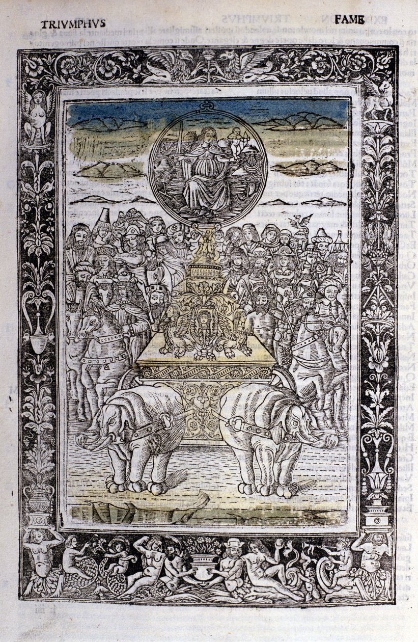 Triumph des Ruhms von Francesco Petrarca (Petrarca). Miniatur sd. Bibl. Trivulziana, Mailand von Unknown artist