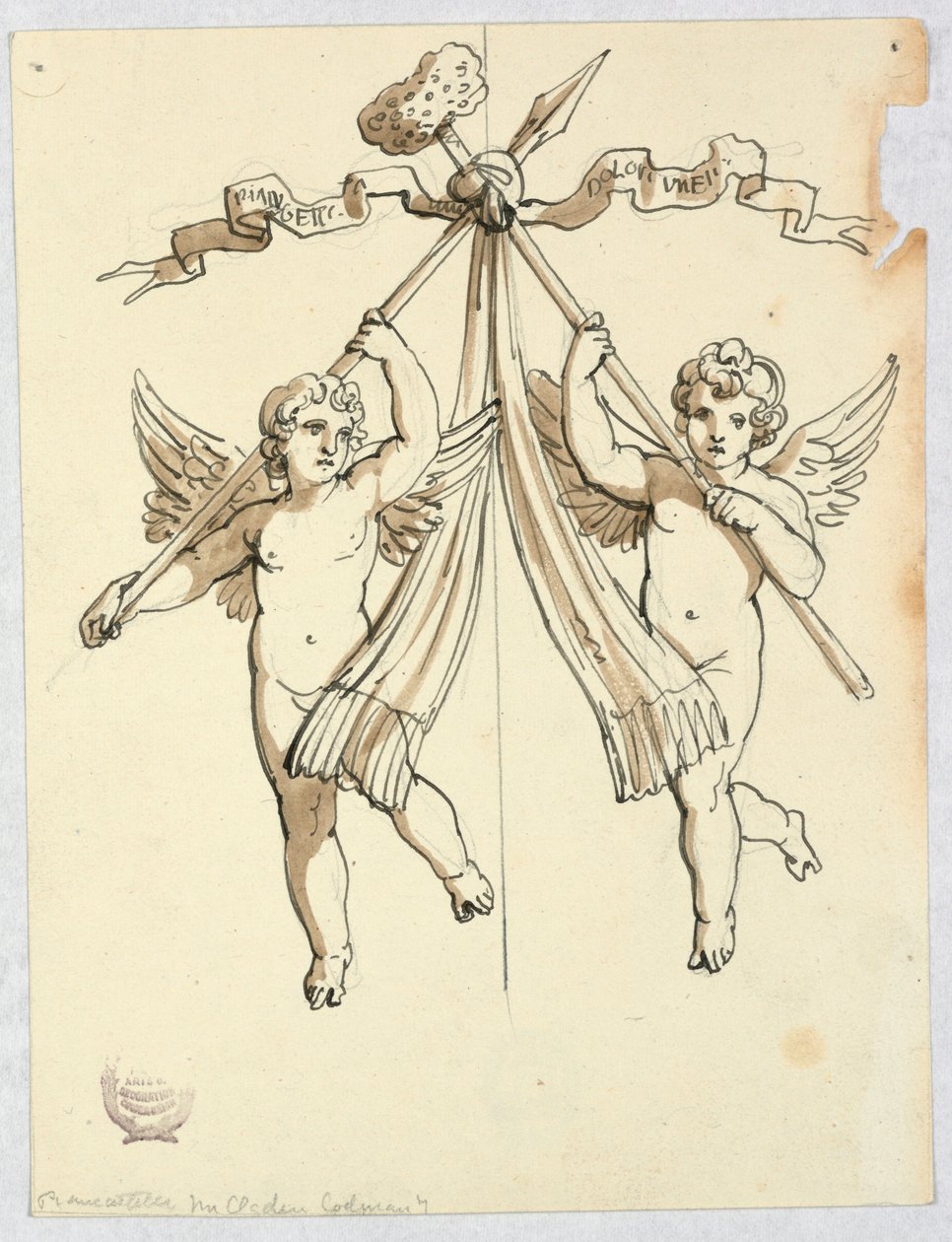 Zwei Engel mit Lanze und Heiligem Schwamm von Unknown artist