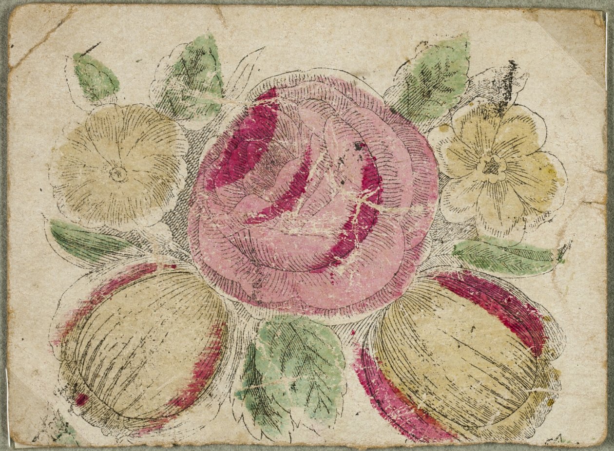 Unbenannte Valentinskarte (Rosa und gelbe Blumen) von Unknown artist