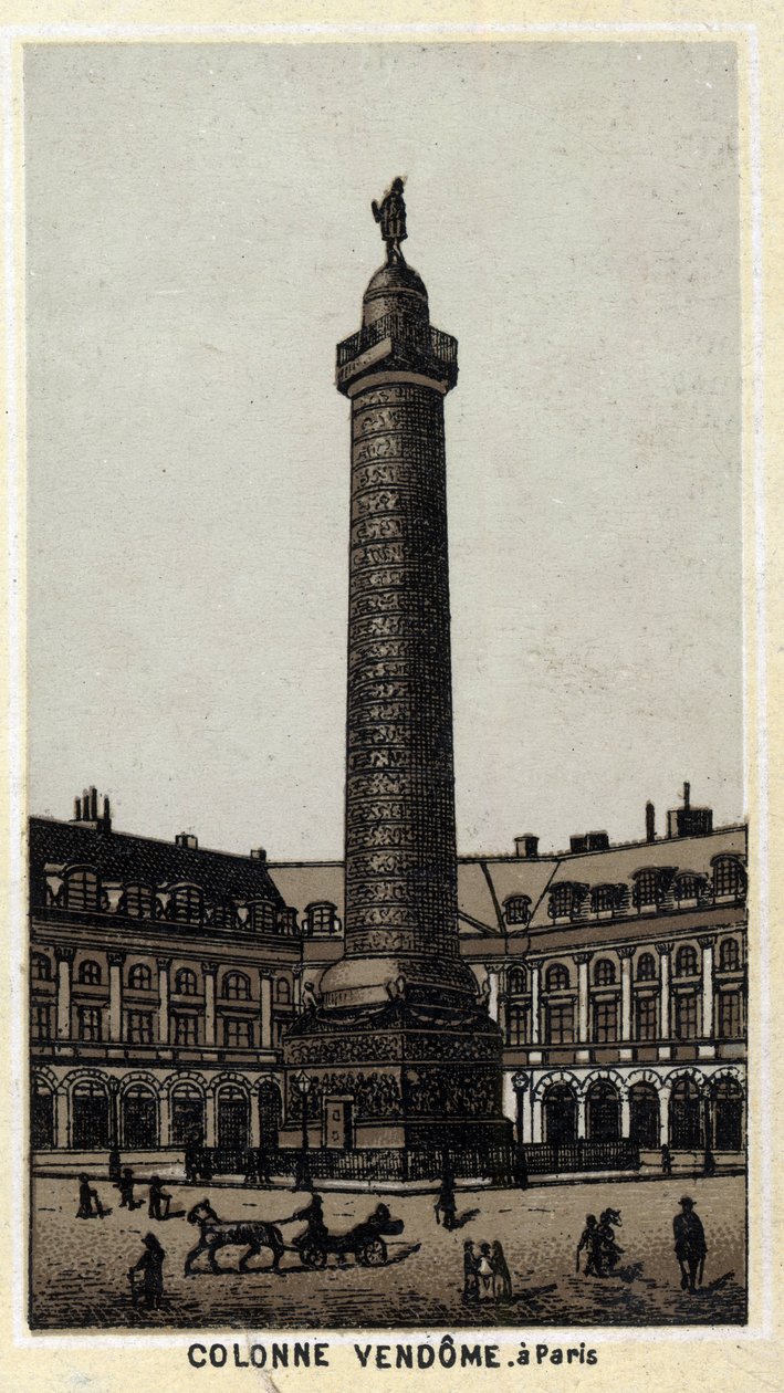 Vendôme-Säule auf dem gleichnamigen Platz in Paris. Chromolithographie des späten 19. Jahrhunderts von Unknown artist