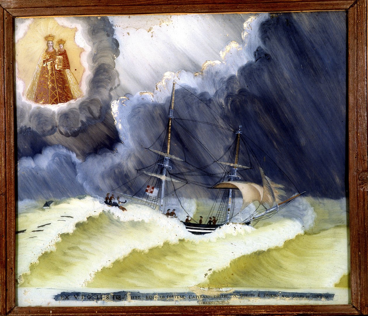 Schiff in Schwierigkeiten - Ex-Voto der Notre Dame de Laghet, 36 x 50 cm von Unknown artist