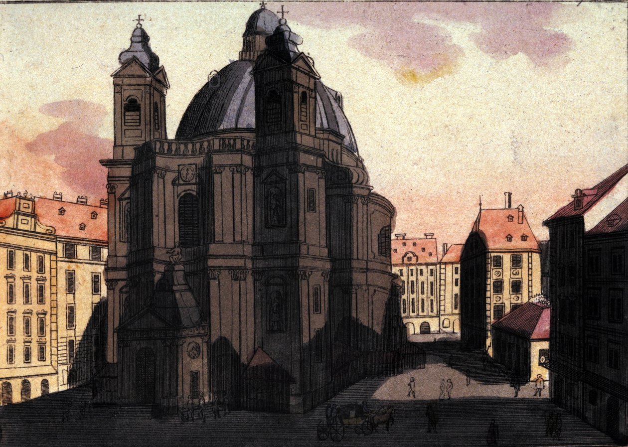 Ansicht des Petersplatzes und der Kirche in Wien, Österreich, Gravur von 1820 von Unknown artist