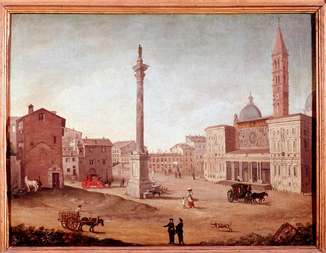 Ansicht der Basilika Santa Maria Maggiore in Rom. Anonyme Aquarell. 18. Jahrhundert Rom, Museo di Roma von Unknown artist