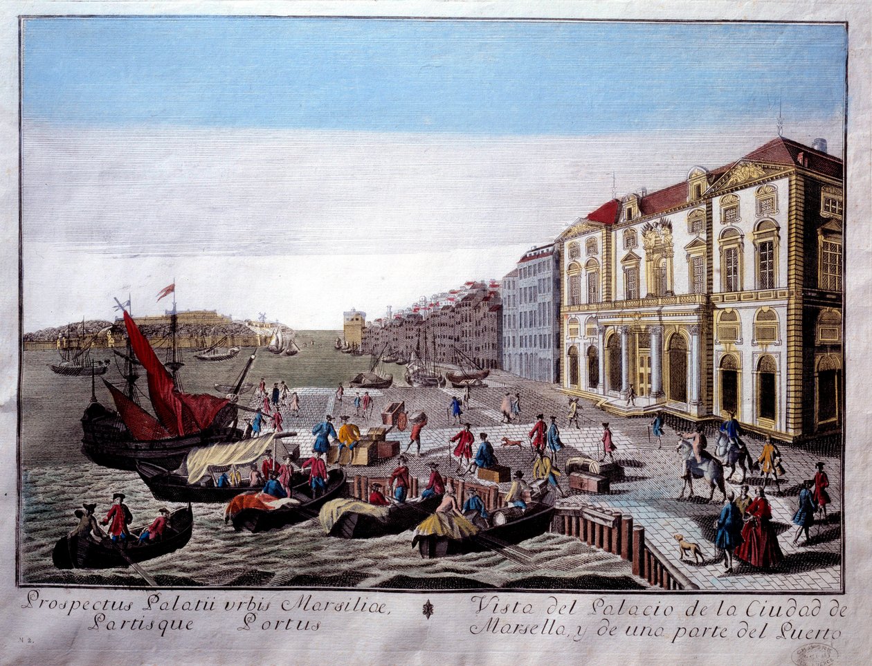 Ansicht des Hôtel de Ville und eines Teils des Hafens von Marseille von Unknown artist