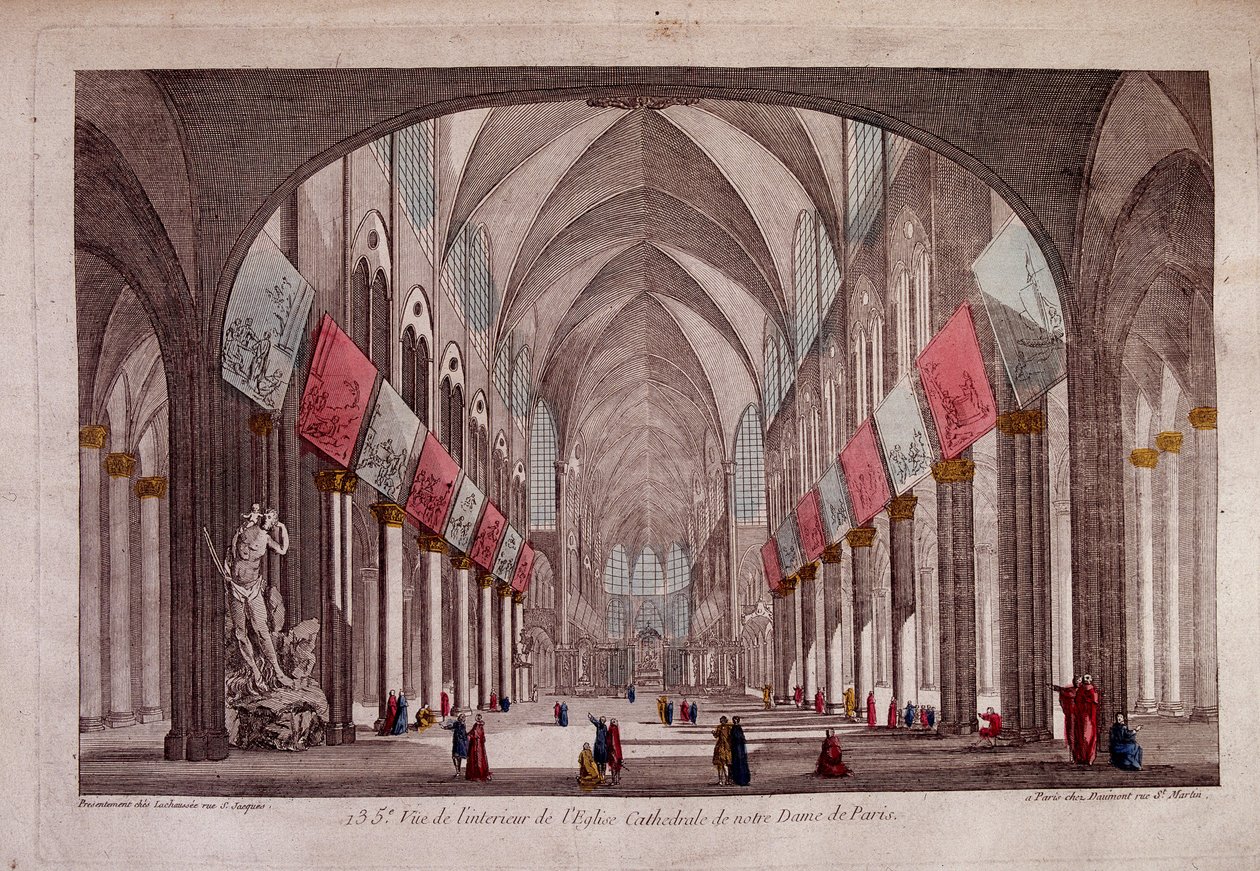 Ansicht des Inneren von Notre-Dame de Paris - optische Ansicht von Unknown artist