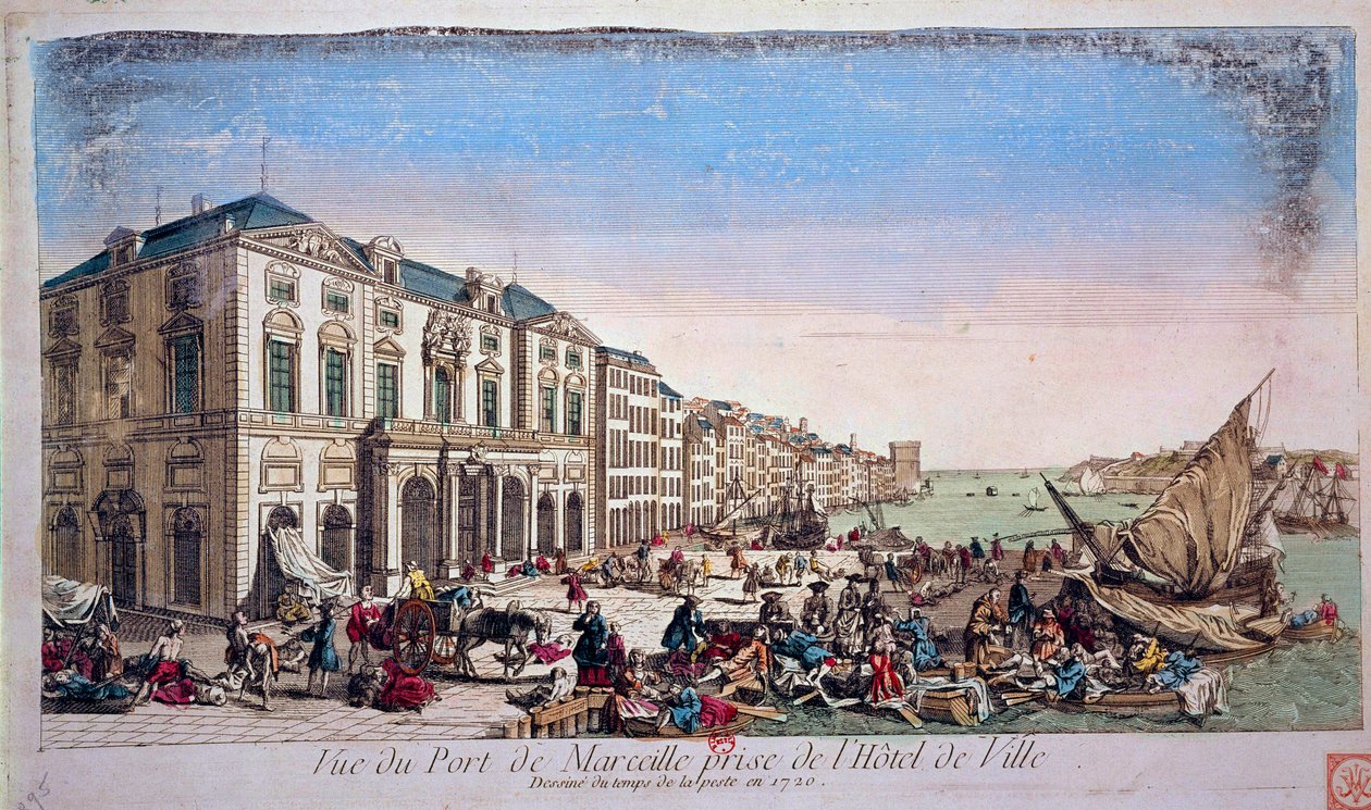 Ansicht des Hafens von Marseille vom Rathaus zur Zeit der Pestepidemie von 1720 von Unknown artist
