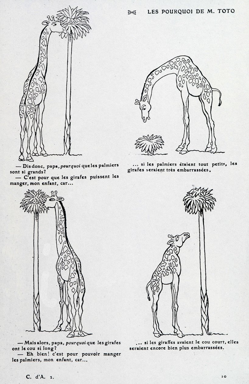 Warum von Herrn Toto: Warum die Palme so groß ist und warum die Giraffe so einen langen Hals hat. (komische Zeichnung zur Darwinschen Theorie) von Unknown artist