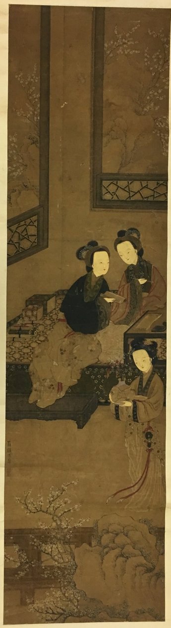 Winter: Frauen genießen das Schreiben, Lesen und Pflaumenblüten von Unknown artist