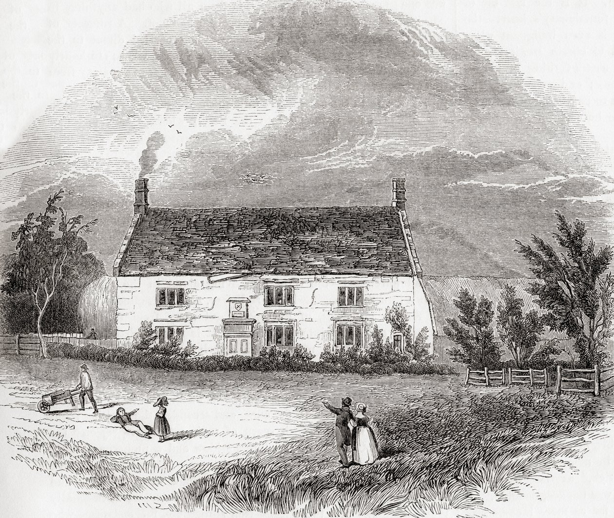 Woolsthorpe Manor, Woolsthorpe-by-Colsterworth, Lincolnshire, England, aus Old England: A Pictorial Museum, veröffentlicht 1847 von Unknown artist