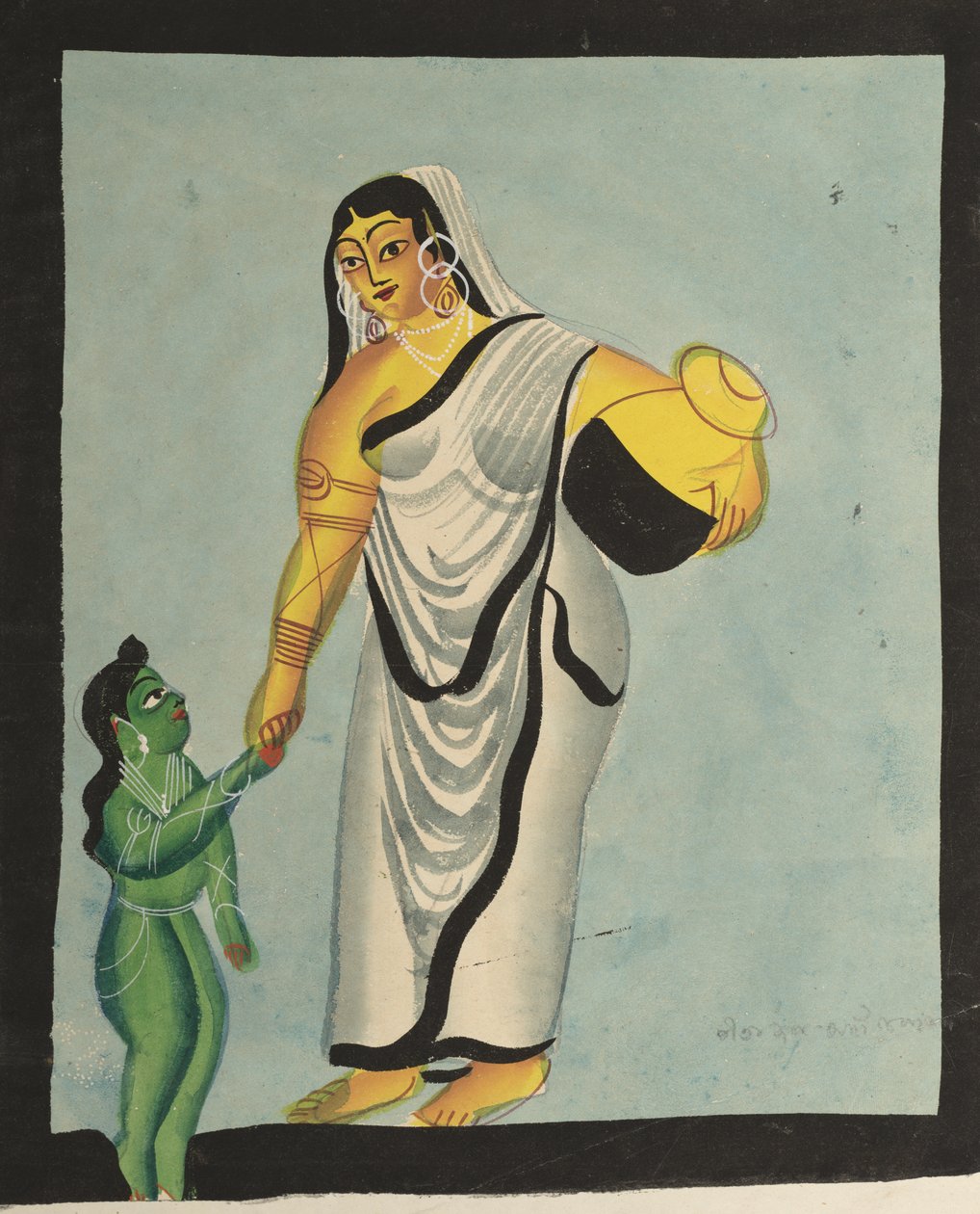 Yasoda geht mit dem Säugling Krishna spazieren von Unknown artist