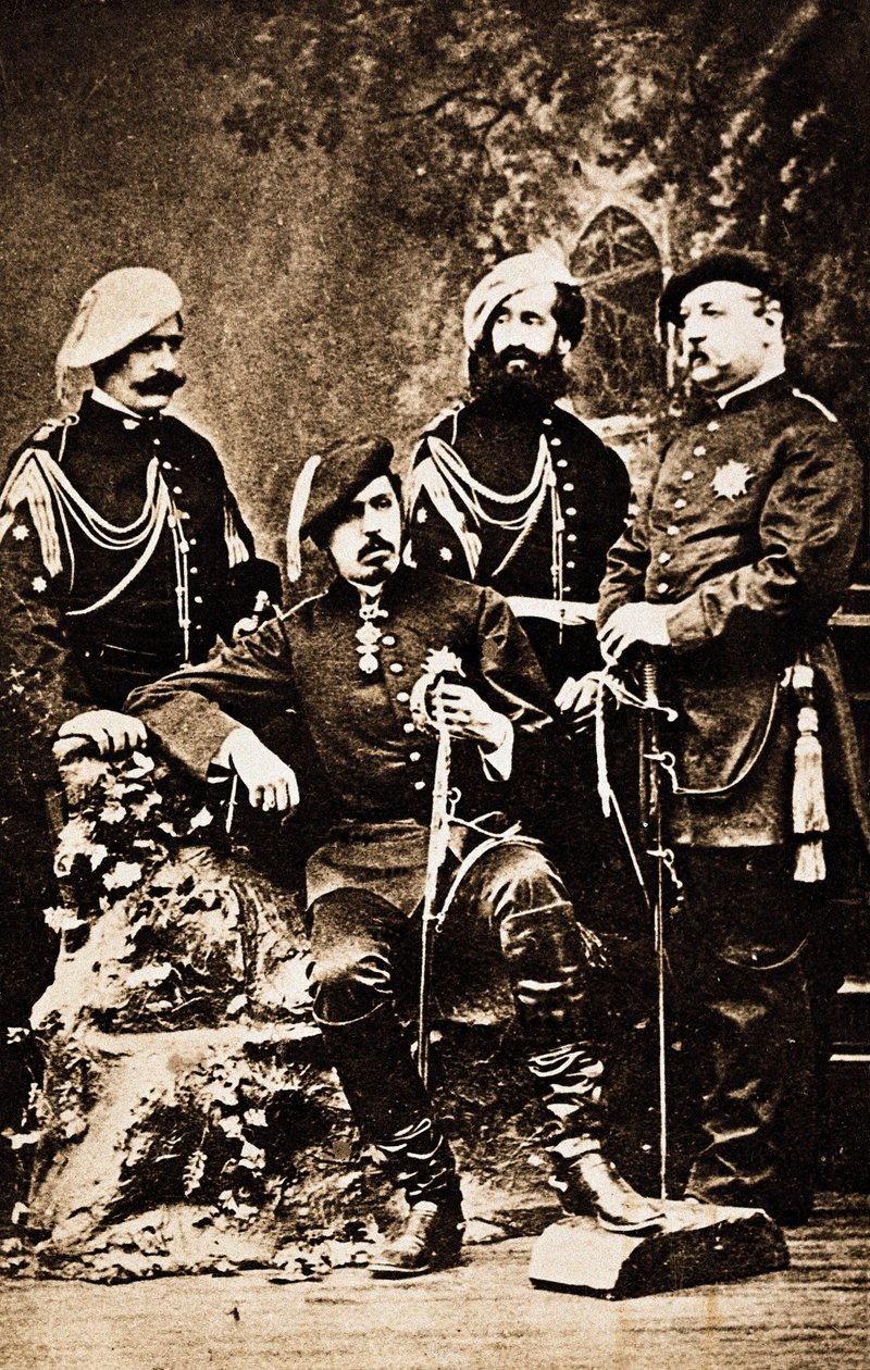 3. Karlistenkrieg (1872-1876): der Thronanwärter von Spanien Charles de Bourbon (1848-1909), Herzog von Madrid, umgeben von seinen Verteidigern. Sanguesa, La Rioja, Spanien. Fotografie um 1872-1876 von Unknown photographer