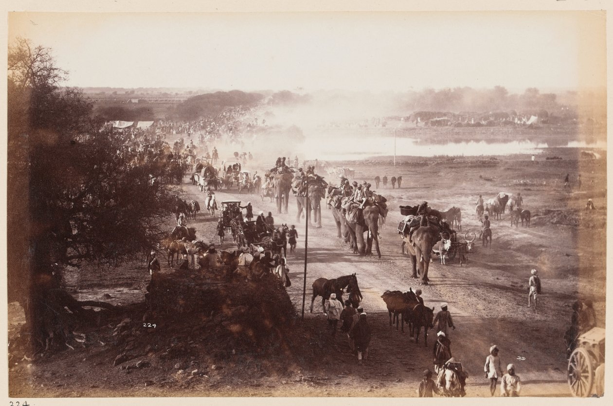 Gepäckkolonne während des Delhi-Übungslagers, ca. 1885 von Unknown