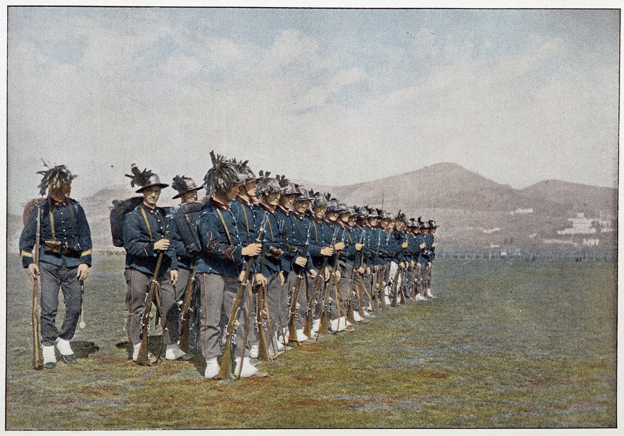 Bersagliers (Bersaglieri) Zug der italienischen Armee von Unknown photographer