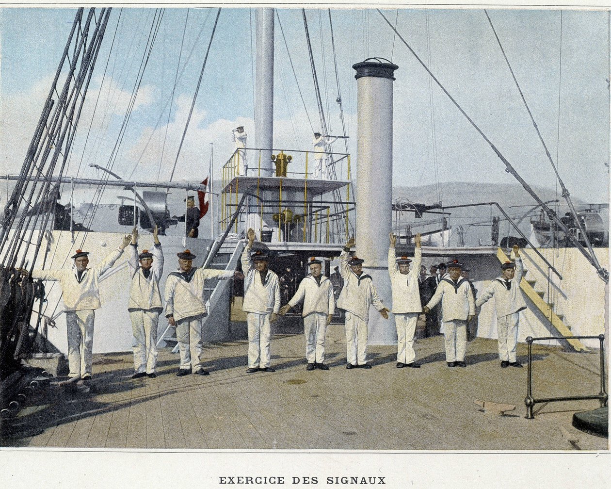 Exercise des Signals - in „Album militaire - Marine: La vie à bord“ von Unknown photographer