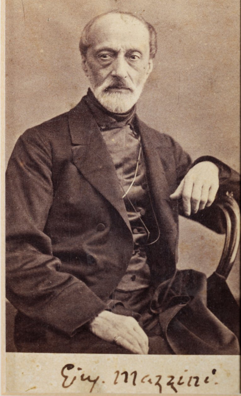 Porträt von Giuseppe Mazzini, mit Autogramm von Unknown photographer