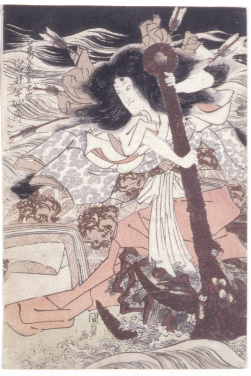Iwai Hanshiro V als Geist von Taira no Tomomoris Tochter, Tamamushi von Utagawa (1786 1865) Kunisada