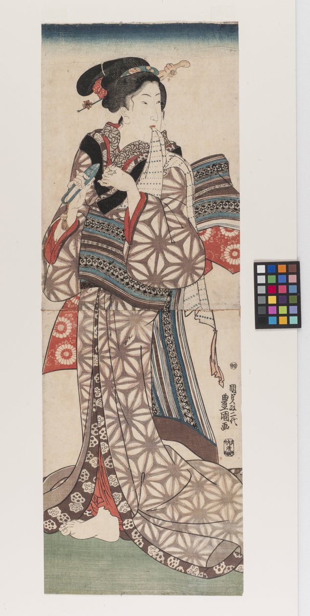 Frau, die Fingernägel schneidet, um 1845 von Utagawa (1786 1865) Kunisada