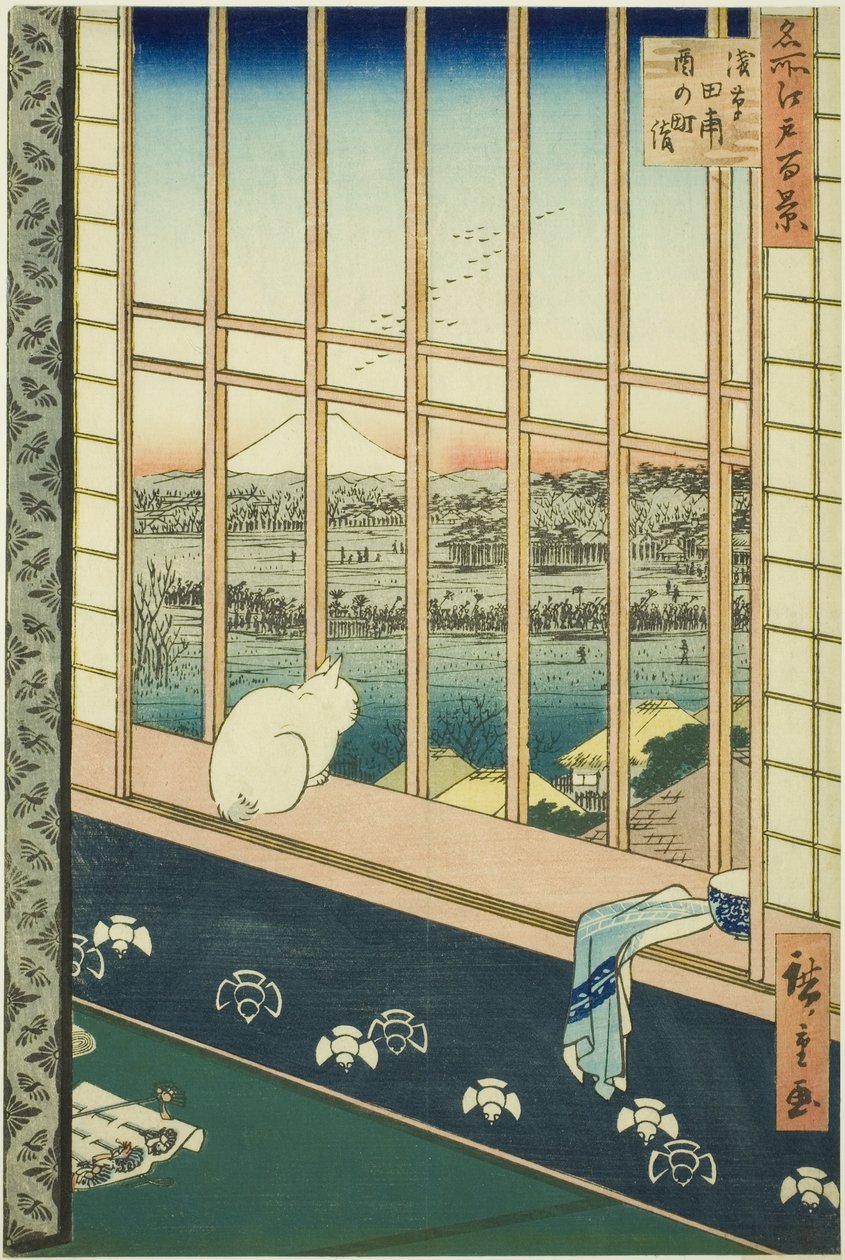 Asakusa-Reisfelder und Torinomachi-Festival, aus der Serie "Hundert berühmte Ansichten von Edo" von Utagawa Hiroshige