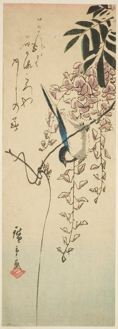 Vogel auf Glyzinie von Utagawa Hiroshige