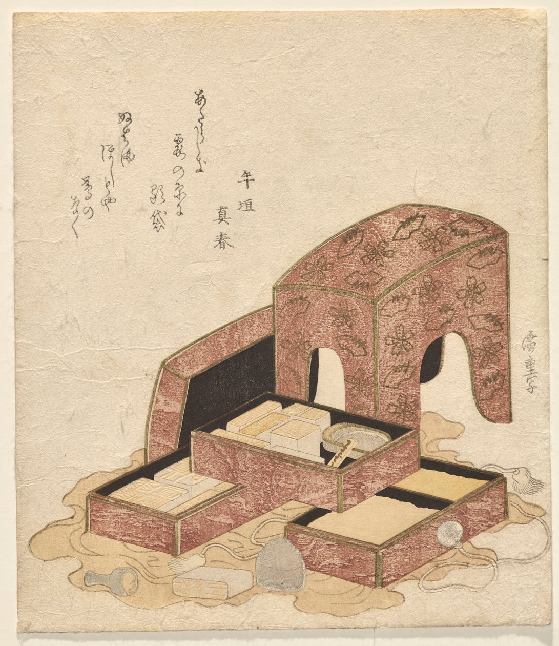 Kalligrafie-Set mit Tabletts verschiedener Siegel von Utagawa Hiroshige
