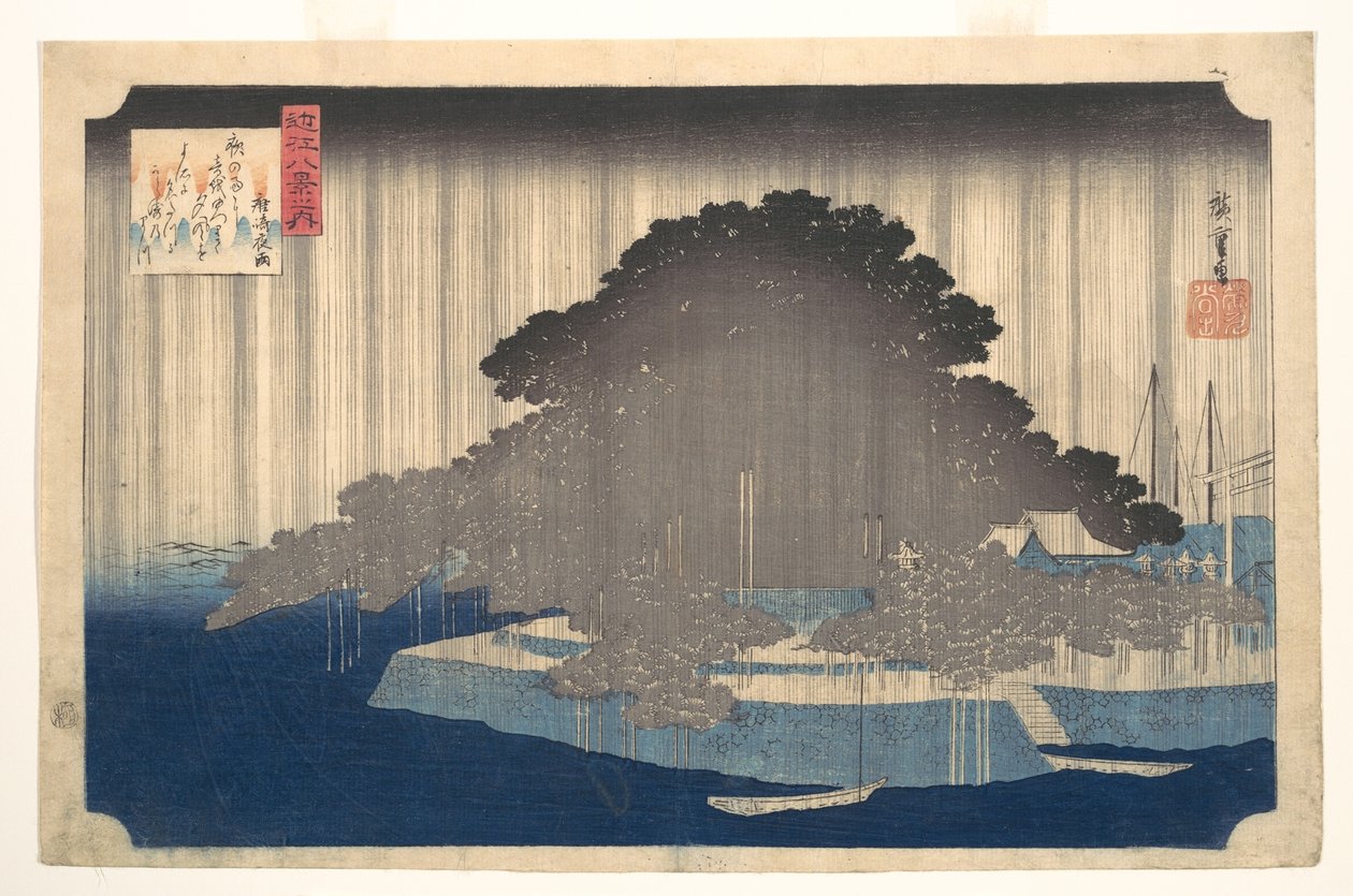 Abendregen in Karasaki, Kiefer von Utagawa Hiroshige