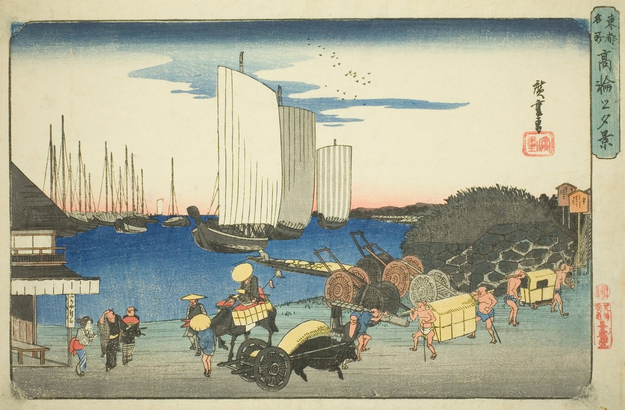 Abendansicht von Takanawa, aus der Serie "Berühmte Orte in der östlichen Hauptstadt" von Utagawa Hiroshige