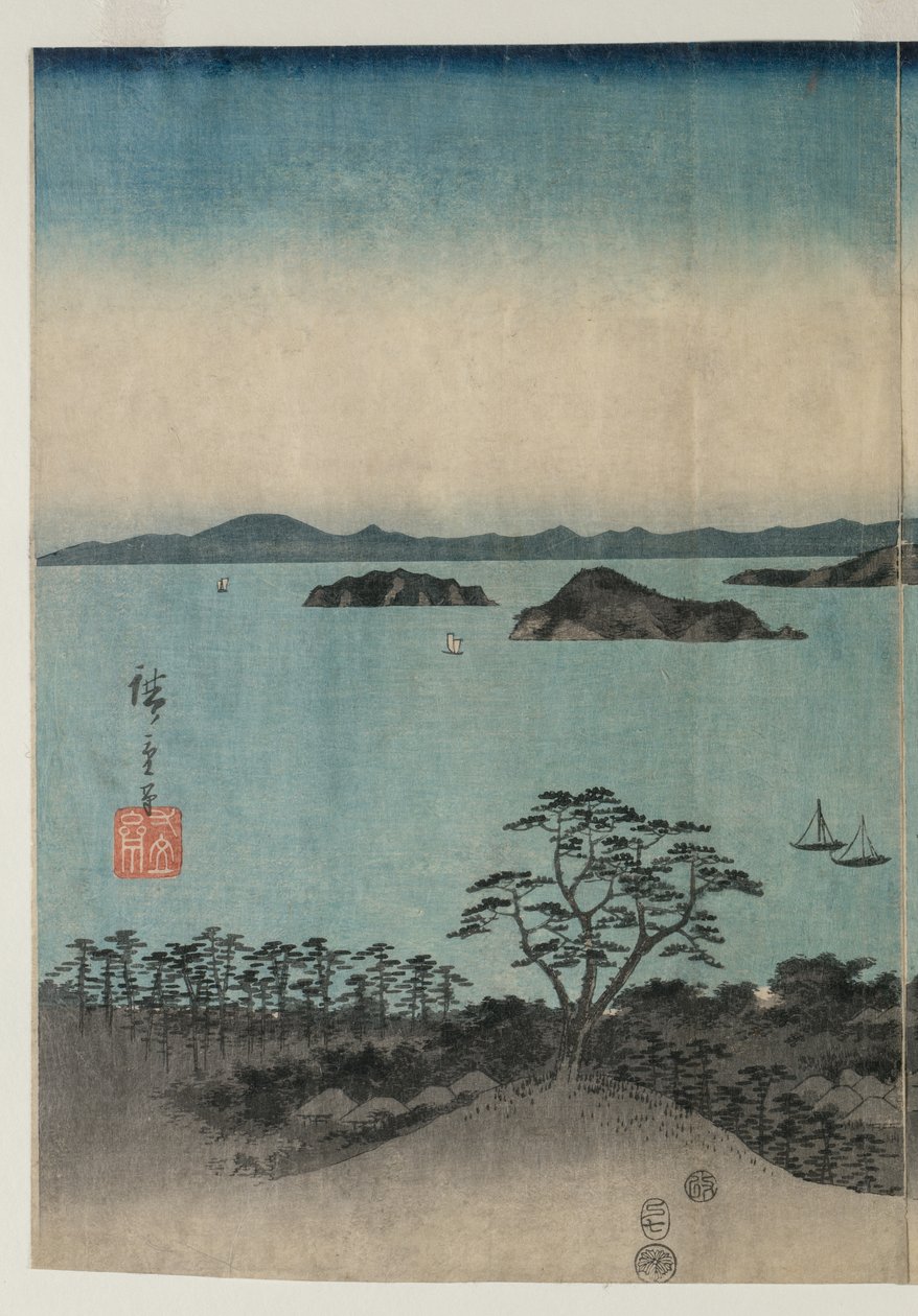Vollmond über Kanazawa, Musashi von Utagawa Hiroshige