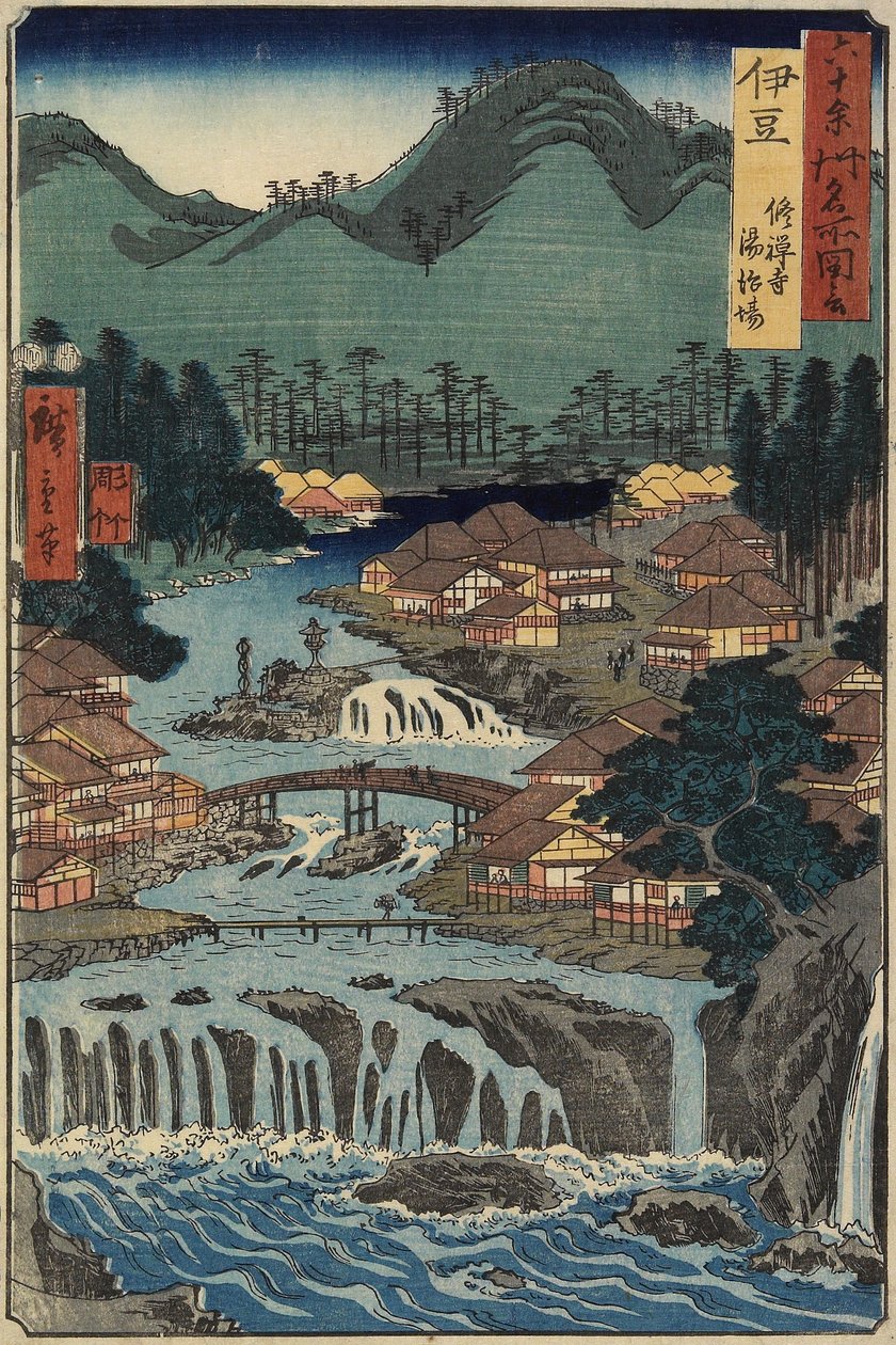 Heiße Quellen in Shuzenji, Provinz Izu, August 1853 von Utagawa Hiroshige