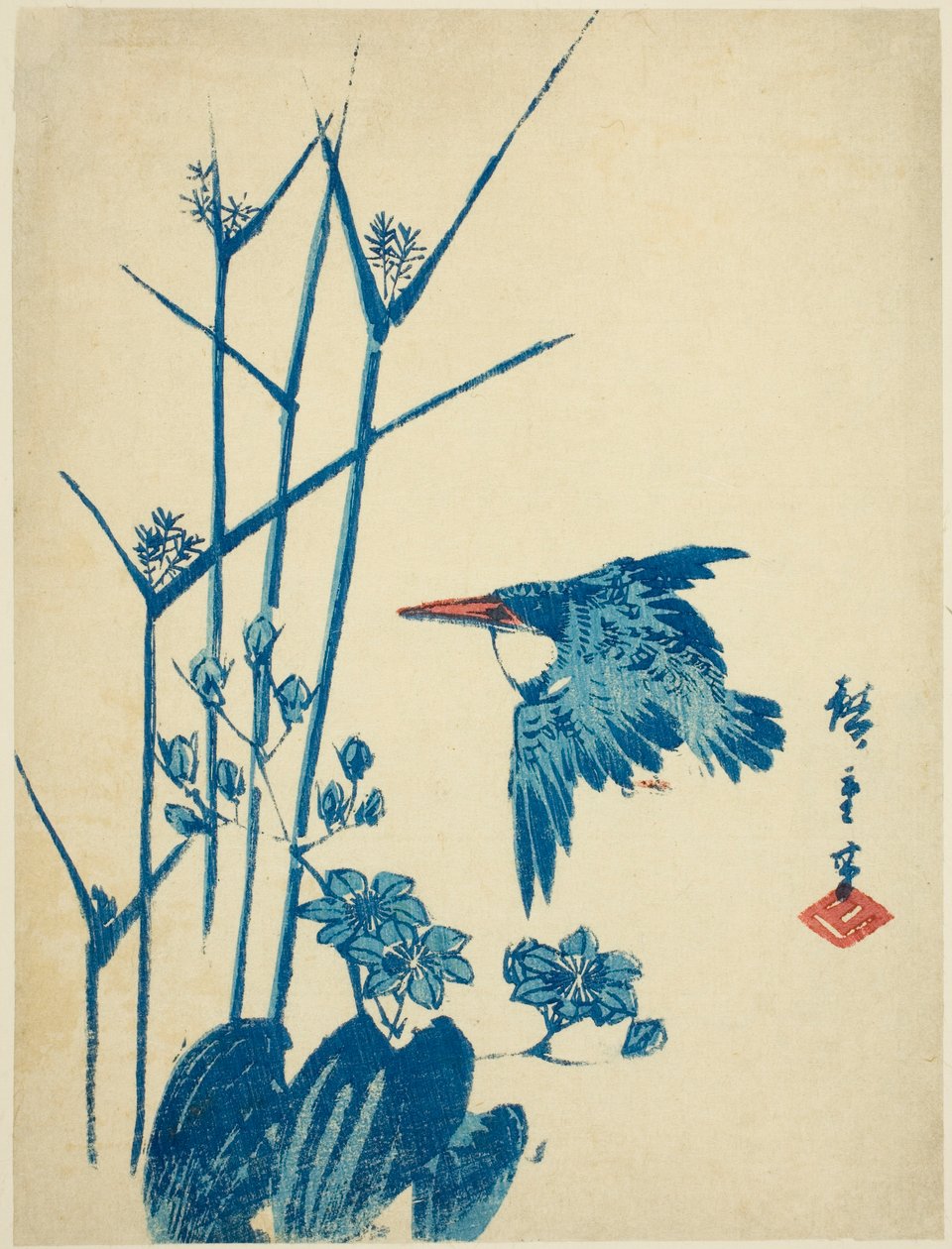 Eisvogel und Monochoria von Utagawa Hiroshige