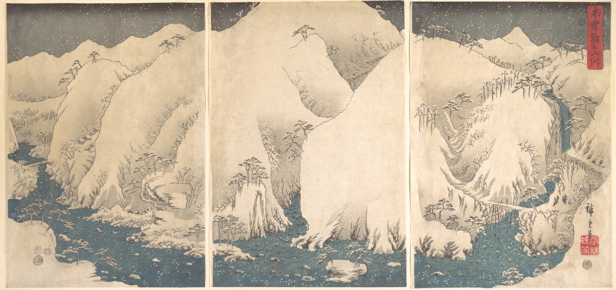 Kiso-Schlucht im Schnee von Utagawa Hiroshige