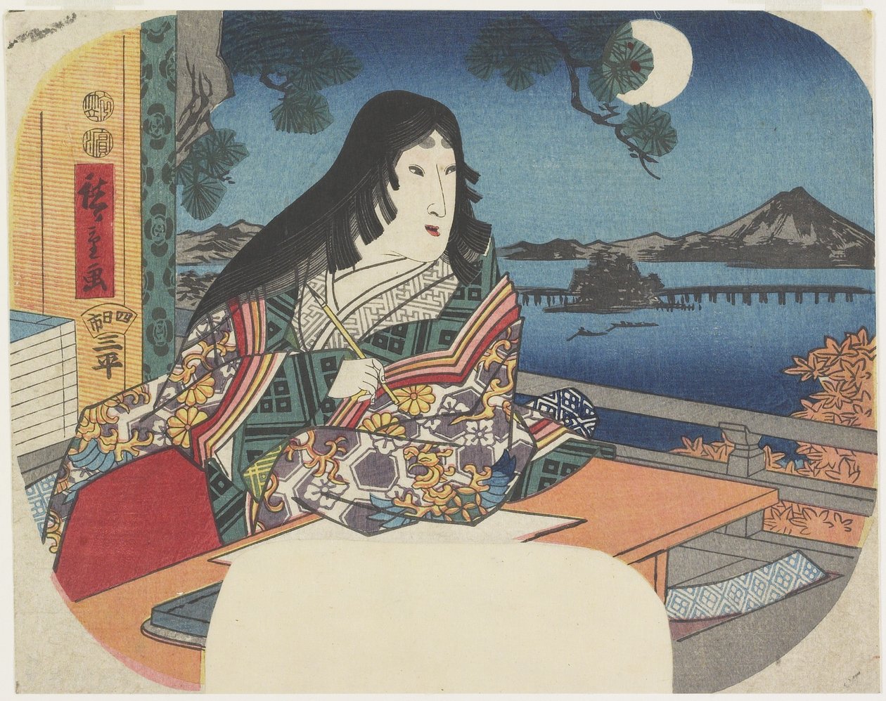 Lady Murasaki im Ishiyamadera-Tempel, 1847-1848 von Utagawa Hiroshige