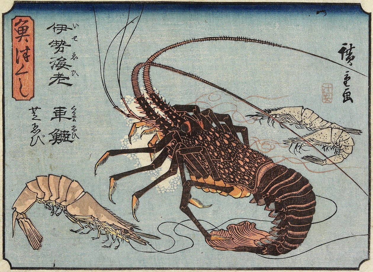Hummer, Garnele und Shrimps, 1830-1844 von Utagawa Hiroshige