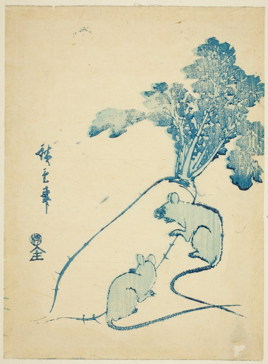 Mäuse und Rettich von Utagawa Hiroshige