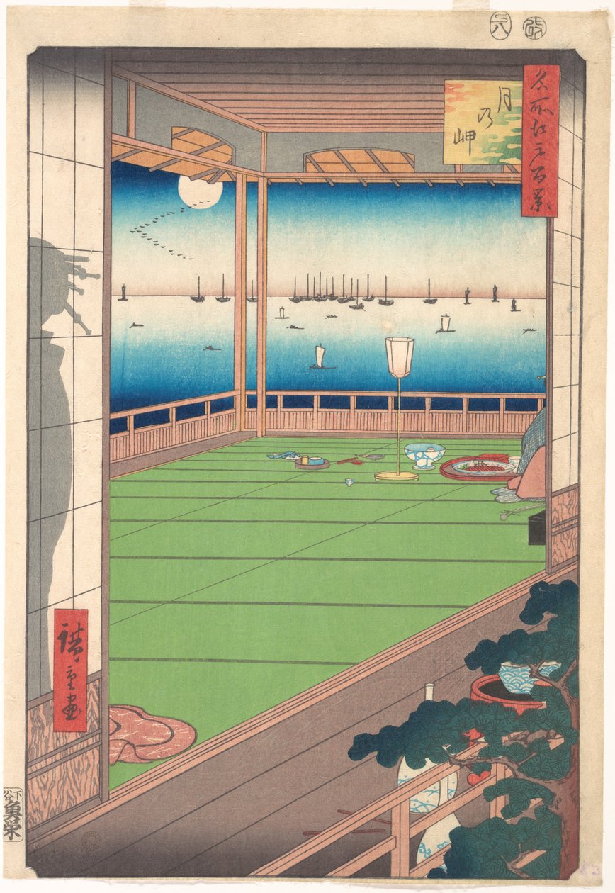 Ort der Mondschau (Tsuki no Misaki), aus der Serie „Hundert berühmte Ansichten von Edo“ (Meisho Edo Hyakkei) von Utagawa Hiroshige
