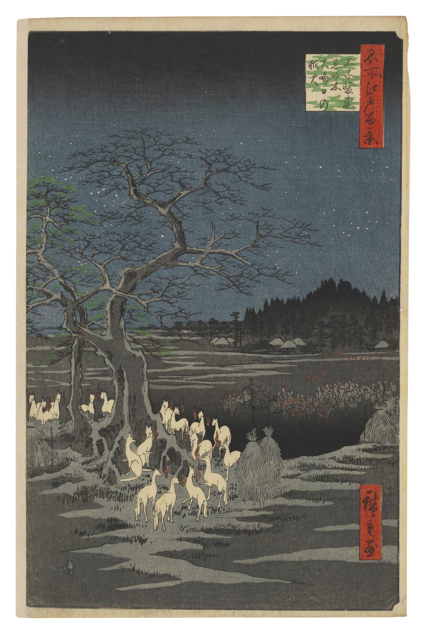 Silvester-Fuchsfeuer am Wechselbaum, Ōji von Utagawa Hiroshige