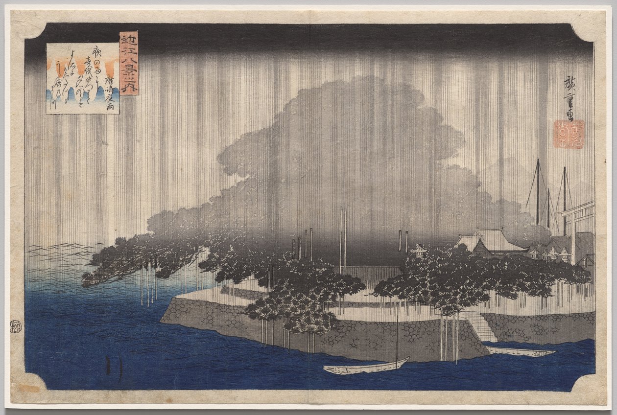 Nachtregen in Karasaki, aus der Serie Acht Ansichten von Ōmi von Utagawa Hiroshige