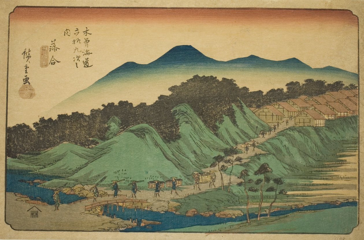 Nr. 45: Ochiai, aus der Serie "Neunundsechzig Stationen des Kisokaido (Kisokaido rokujukyu tsugi no uchi)" von Utagawa Hiroshige