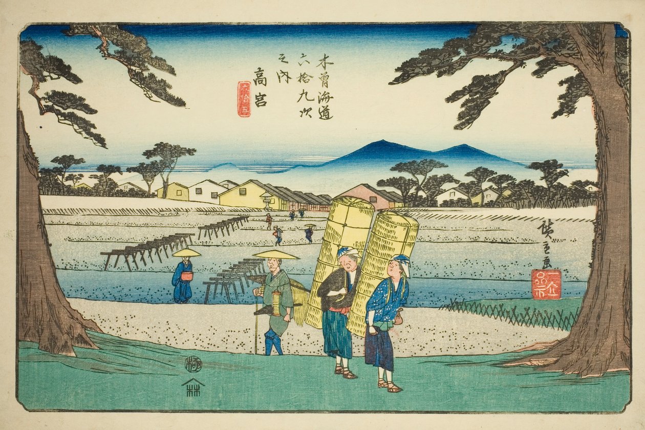 Nr. 65: Takamiya, aus der Serie "Neunundsechzig Stationen des Kisokaido" von Utagawa Hiroshige