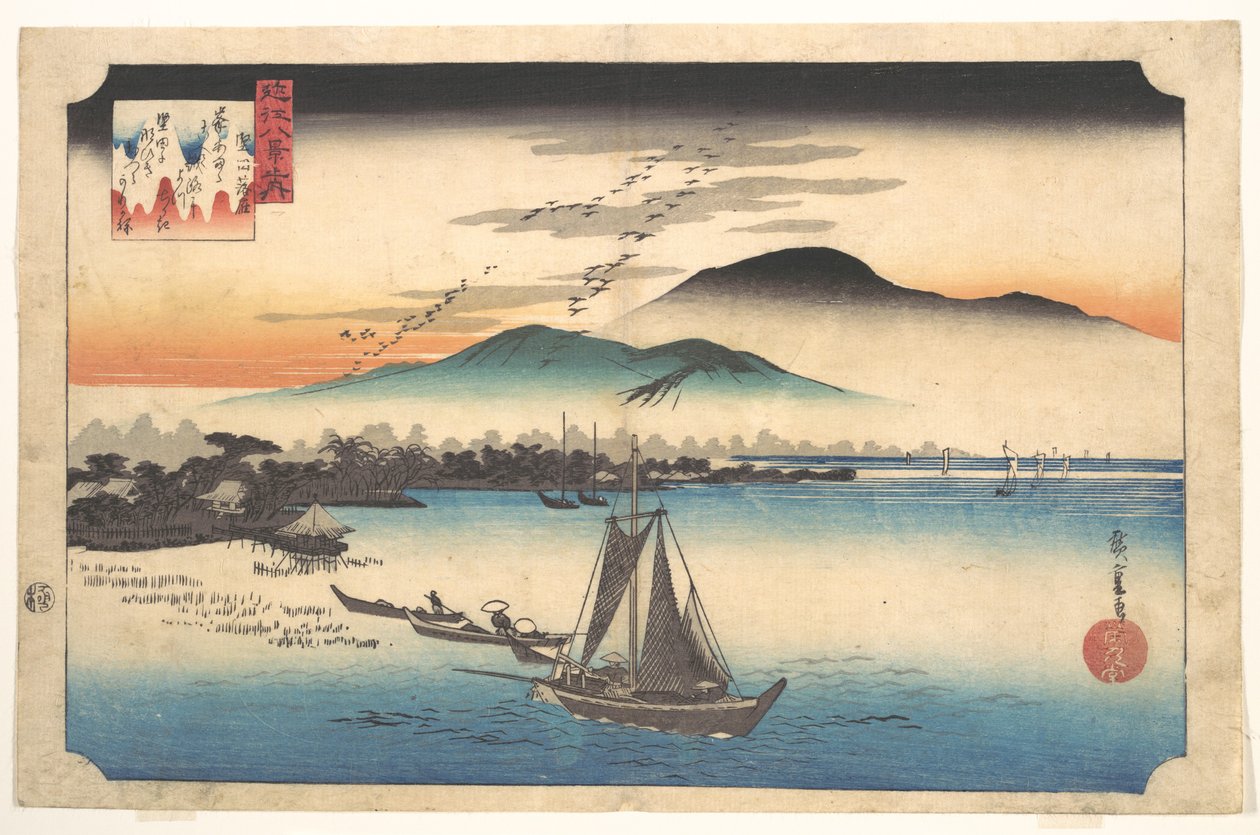 Rückkehr der Gänse bei Katada von Utagawa Hiroshige