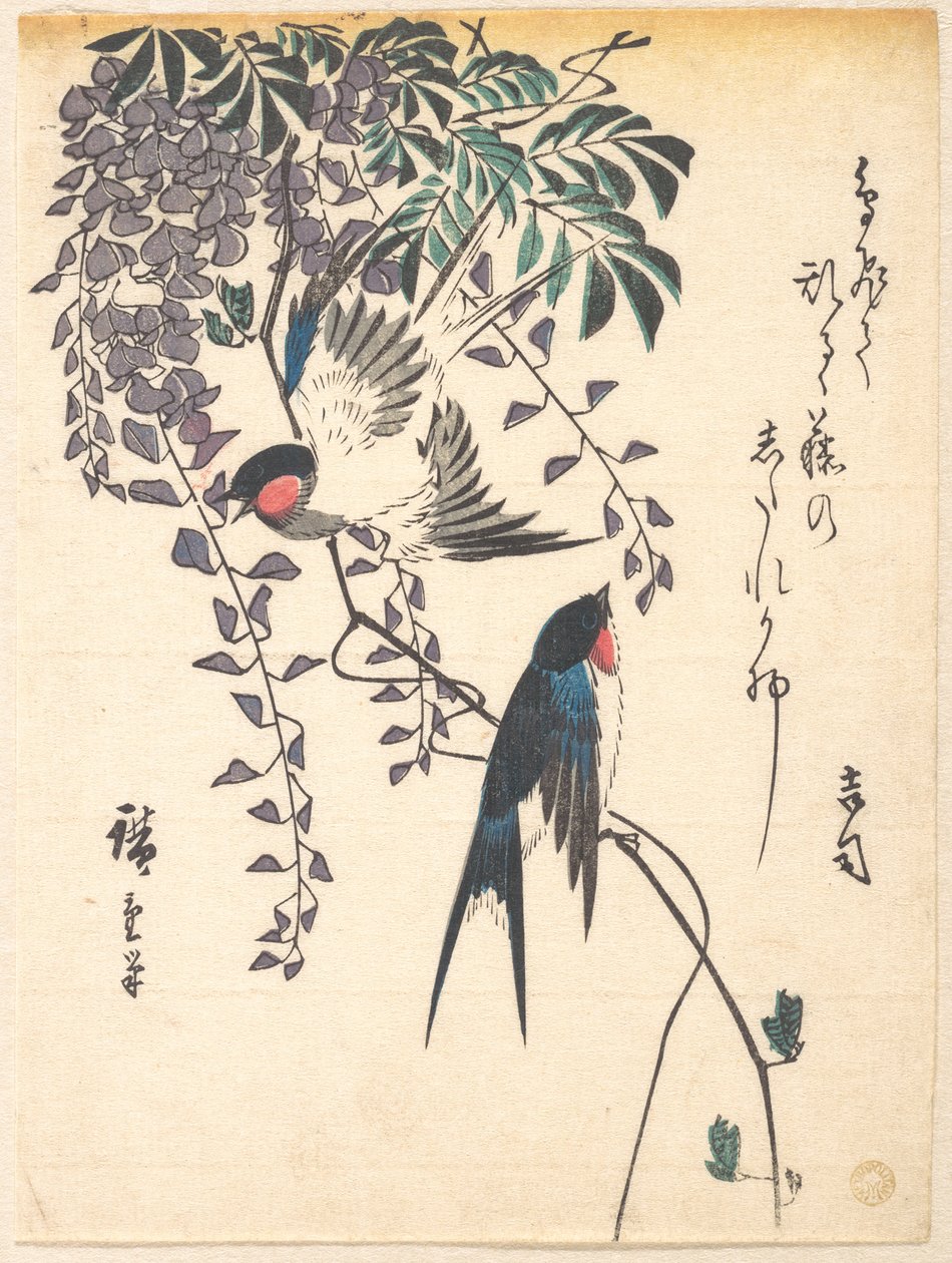 Schwalbe und Wisteria von Utagawa Hiroshige