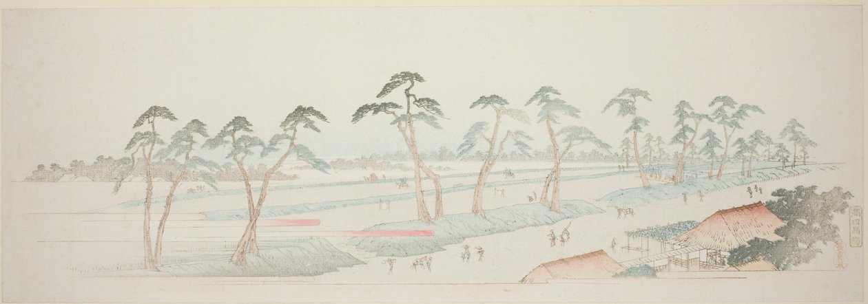 Takada Reitplatz (Takada baba), aus der Serie "Dreizehn Ansichten der Umgebung von Edo" von Utagawa Hiroshige