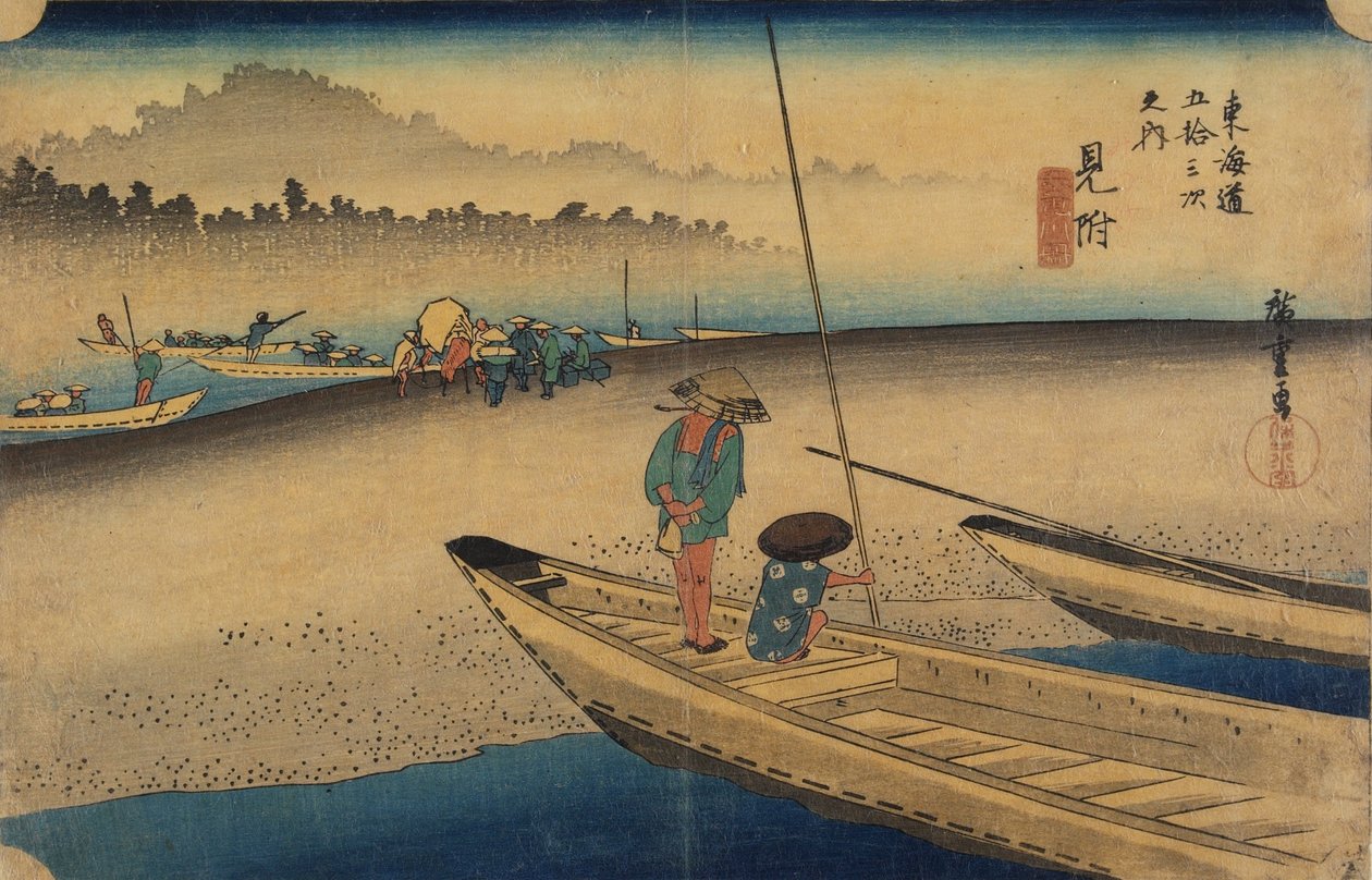 Blick auf den Tenryu-Fluss, Mitsuke, ca. 1833 von Utagawa Hiroshige