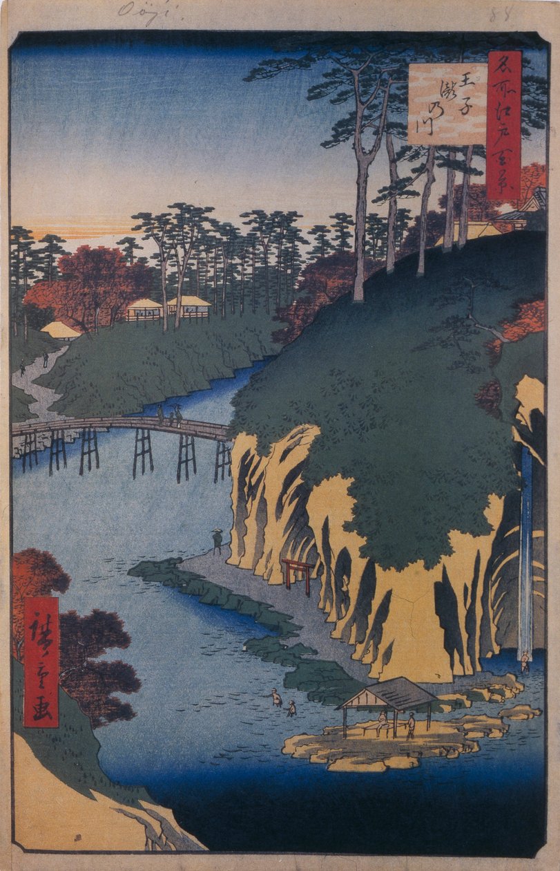 Der Takinogawa in Oji Einhundert berühmte Ansichten von Edo, 1856-1858 von Utagawa Hiroshige