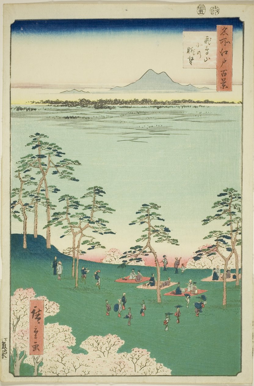 Blick nach Norden vom Asuka-Hügel, aus der Serie "Hundert berühmte Ansichten von Edo" von Utagawa Hiroshige