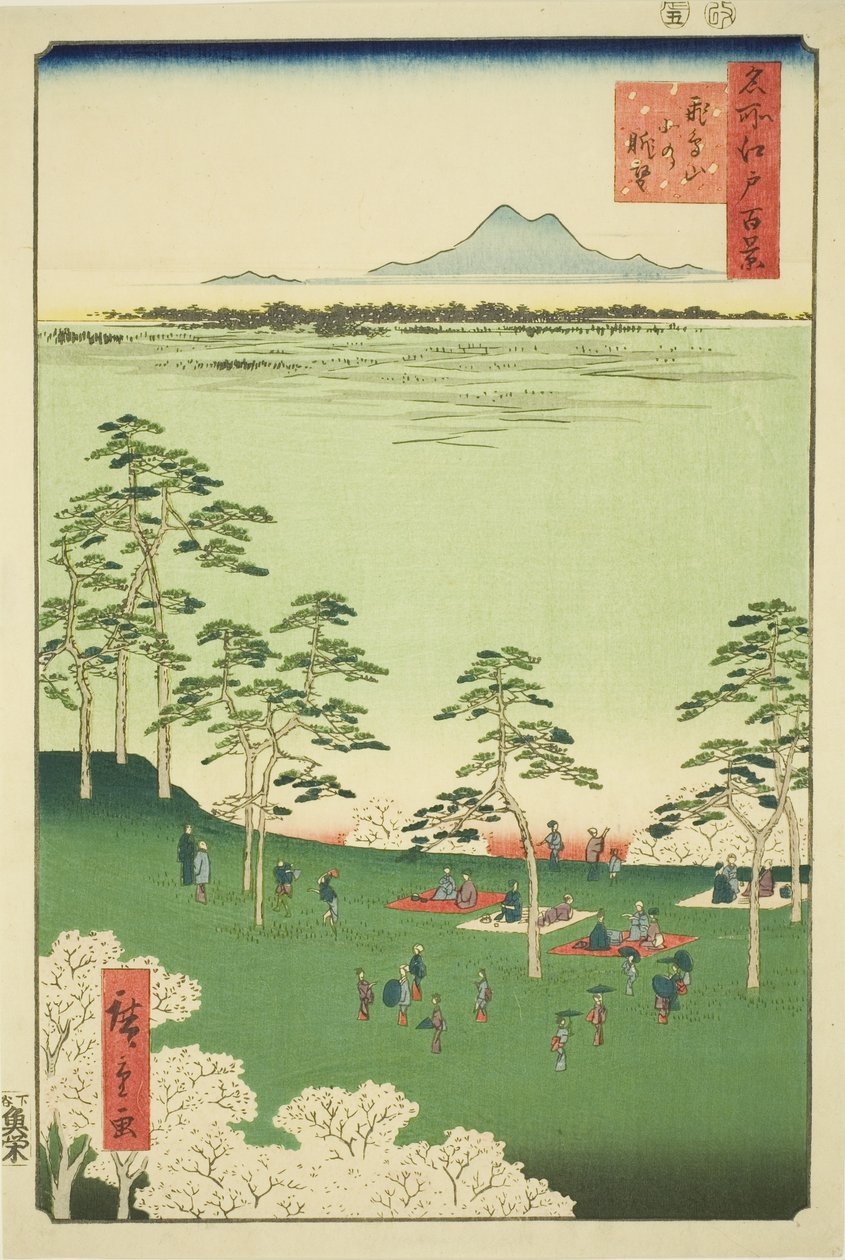 Blick nach Norden vom Asuka-Hügel, aus der Serie "Hundert berühmte Ansichten von Edo" von Utagawa Hiroshige