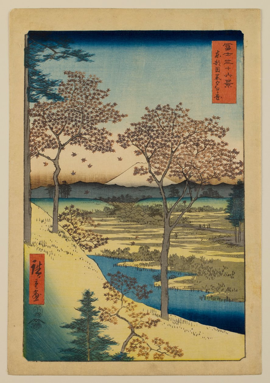 Yūhigaoka in Meguro in der östlichen Hauptstadt, aus der Serie „Sechsunddreißig Ansichten des Berges Fuji“ von Utagawa Hiroshige