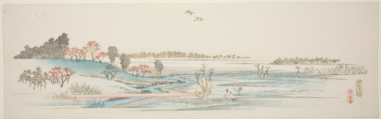 Yuhigaoka, aus einer unbetitelten Serie berühmter Ansichten der Vororte von Edo von Utagawa Hiroshige