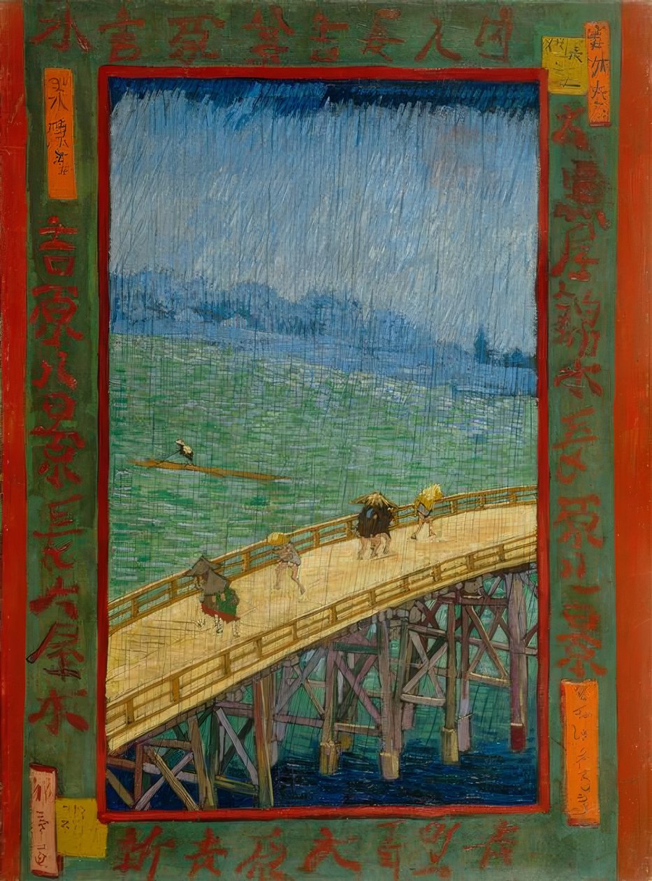van Gogh nach Hiroshige, Brücke im Regen von Utagawa Hiroshige